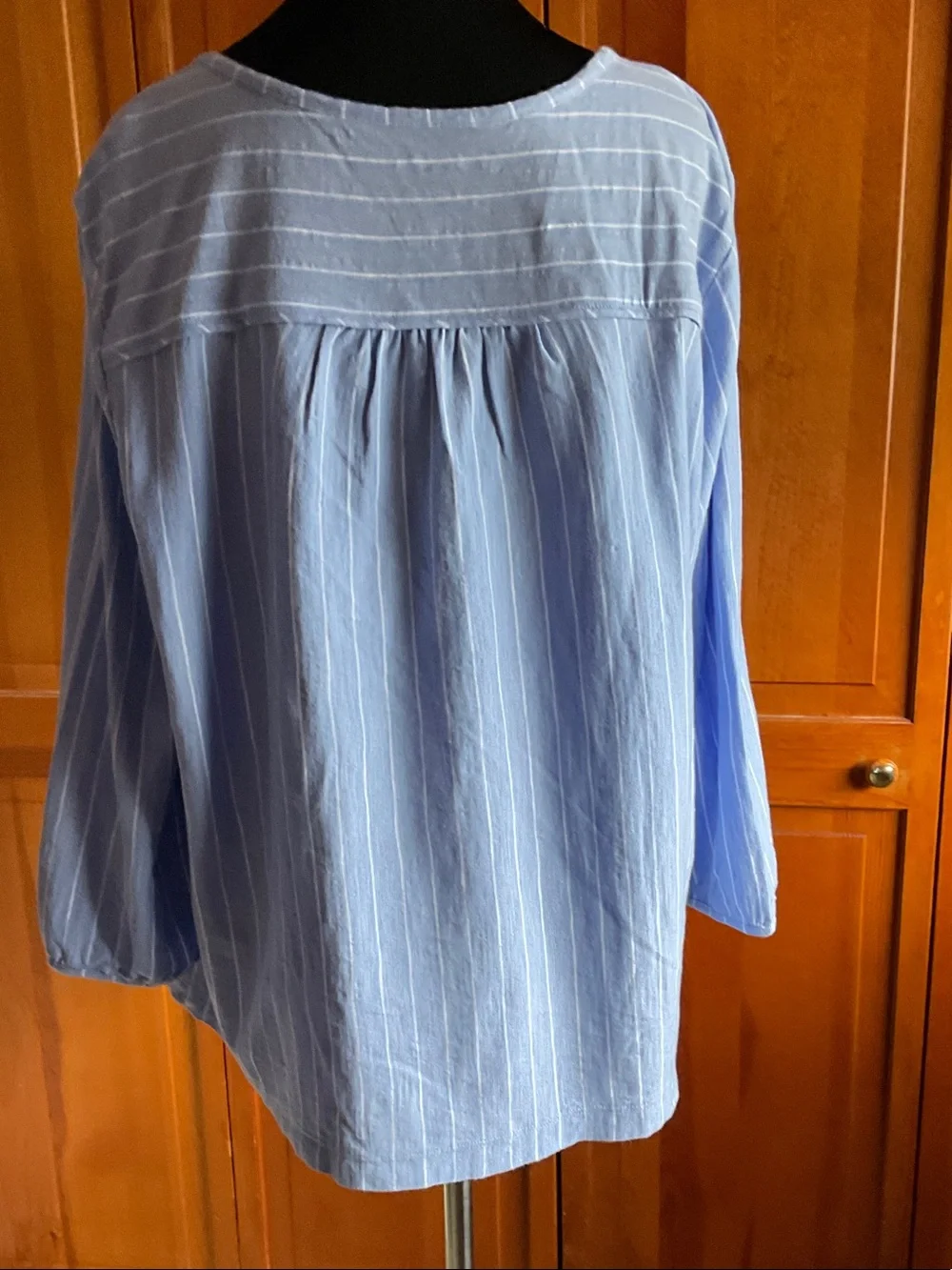 Lands' End Light Blue Striped Peasant Tunic - Picture 3 of 3